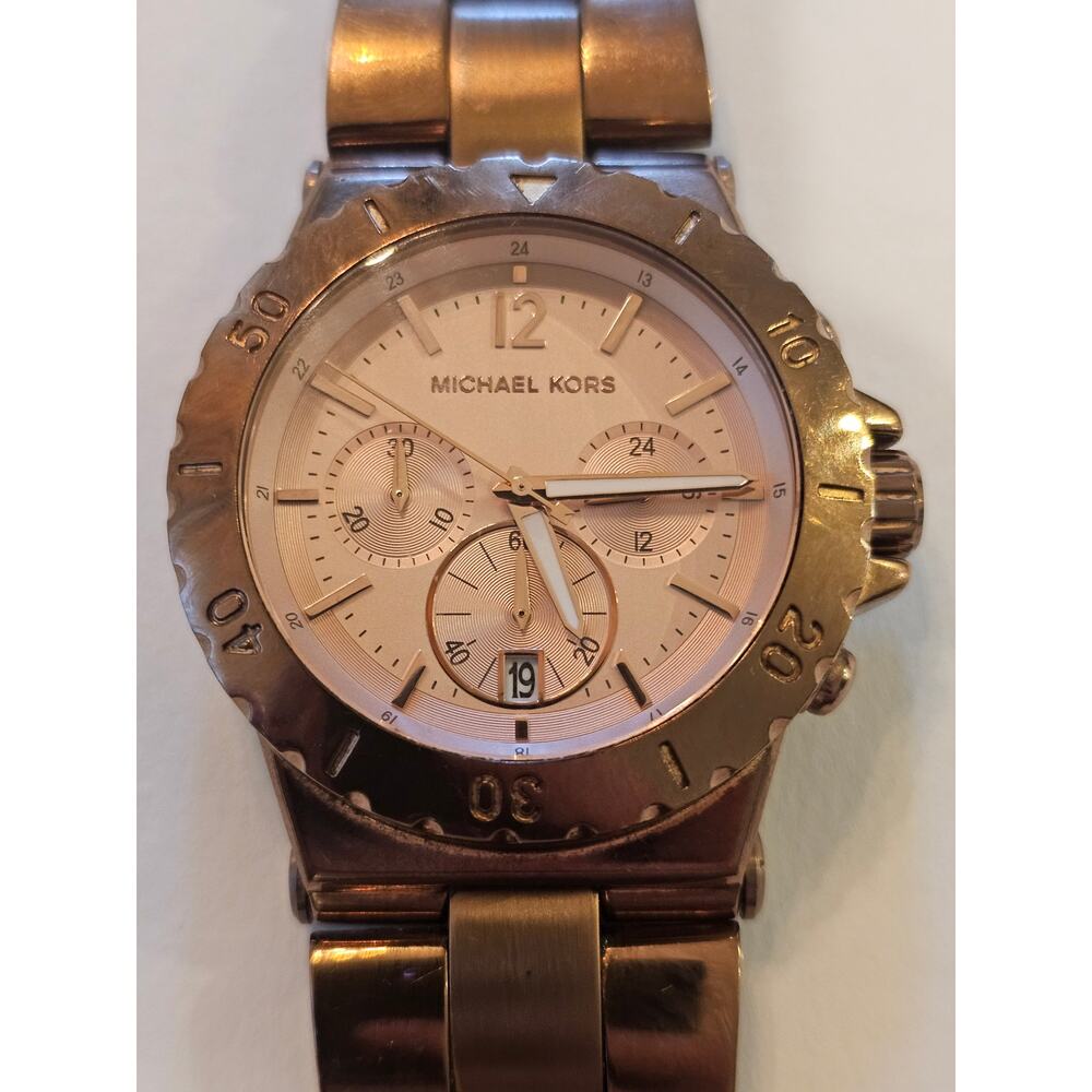MICHAEL KORS Rose Gold Tone All Steel Chronograph Watch